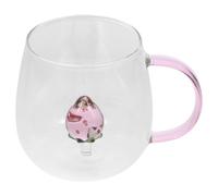minkissy Strawberry Cute and Delicate Design with Handle 400ml Large Capacity Glass Mug Borosilicate Coffee Cup Easy to Clean for Office and Cafe