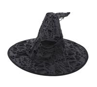 minkissy Stylish Halloween Witch Hat with Broken Holes Wide Brim Pointed Design Lightweight Iron Cloth Material for Womens Costume Party Accessory