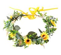 Minkissy Sunflower Headband Floral Hair Garland Sunflower Crown Fairy Headband Wedding Hair Accessories for Girls Brides Ladies