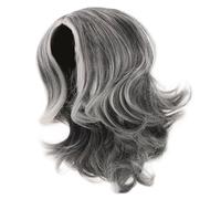 minkissy Synthetic Short Curly Womens Wigs Mrs Claus Wig Short Human Hair Grandma Costume Grey Cosplay