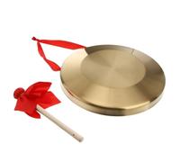 minkissy Thick Copper Chinese Gong with Beater Smooth Edges Hand Percussion Instrument for Celebration and Orchestra Resounding Loud Sound Traditional Gong for Family and Friends