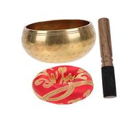 minkissy Tibetan Meditation Singing Bowl Set 8cm Copper Meditation Sound Bowl with Leather Mallet and Cushion for Yoga Mindfulness and Relaxation Random Color