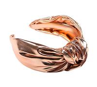 Minkissy Top Knot Headband Metallic Turban Hair Band Shiny Wide Hard Hair Hoop Headwear Hair Accessories for Bath Makeup Sport Rose Gold