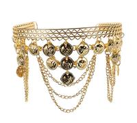 minkissy Tribal Multi-layer Chain Hairband with Coin Ornaments, Retro Shiny Alloy Headpiece for Women, Dance and Festival Hair Accessory, Arabic and Gypsy Style Hair Jewelry