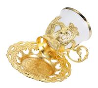 minkissy Turkish Coffee Cup Set Vintage Design Cappuccino Cups Set 80ml Aluminium Alloy Ceramic Embossed Craftsmanship Reusable with Saucer Elegant Luxurious Vintage Style for Home Dining