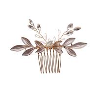 minkissy Unique Bridal Hair Comb Crystal Leaves Side Clip Perfect for Wedding Party