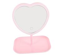 minkissy USB Rechargeable LED Heart-shaped Makeup Mirror for Women Stylish Compact Desktop Table Mirror with Soft Lighting Clear Reflection Without Distortion Gift for Valentine Day and