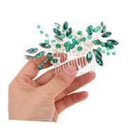 minkissy Vintage Alloy Rhinestone Wedding Hair Comb with Green Crystal and Pearl Flower Firm Hold Bridal Hair Accessory for Bride and Bridesmaids Handmade Elegant Side Comb for Weddings and