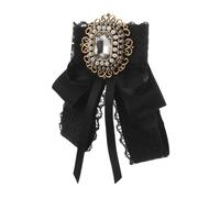minkissy Vintage Black Lace Bow Brooch Pin for Women Rhinestone Embellished Lightweight Lapel Corsage Fade Resistant Elegant Accessory for Dresses Coats Party Jewelry