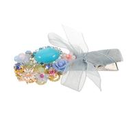 minkissy Vintage Blue Rhinestone Bridal Hair Clips Handcrafted Bow Side Barrettes Palace Style for Weddings Bridesmaids Parties Elegant Hair Accessories