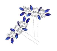 minkissy Vintage Blue Rhinestone U Shaped Wedding Hair Pins Metal Bridal Prom Hair Jewelry Accessories for Bridesmaids Elegant Party Decoration