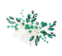 minkissy Vintage Bridal Hair Comb Green Crystal Alloy Wedding Headpiece with Rhinestone Leaf and Pearl Accents for Bridesmaids and Women Durable Handmade Wedding Hair Accessory