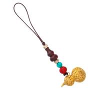 minkissy Vintage Chinese Gourd Phone Charm Strap Wooden Pendant Keychain Lucky Coin Decorative Cell Phone Lanyard for Men and Women Car Rearview Mirror Hanging Accessory