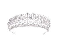 Minkissy Vintage Crystal Tiara Baroque Bridal Tiara Crown Rhinestone Headband Pearl Princess Headwear Headdress for Birthday Pageant Wedding Party (White)