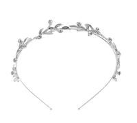 minkissy Vintage Diamond Headband Metal Rhinestone Bridal Wedding Hair Accessories for Women Girls Silver Leaves Crown Tiara