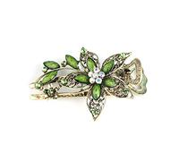 Minkissy Vintage Flower Crystal Hair Clips Barrettes Green Hair Accessories for Women Sparkly Bottle Green Hairpin