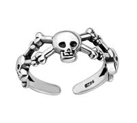 minkissy Vintage Gothic Skull Ring for Women Adjustable Open Design Halloween Finger Jewelry Finish Unique Retro Style Skull Ring