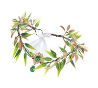 minkissy Vintage Green Simulation Leaf Crown Headband Lightweight Wedding Hair Accessory for Women Elegant Baroque Style Hair Hoop with Delicate Leaf Design for Parties and Special