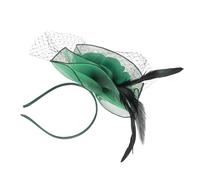 minkissy Vintage Green Veil Fascinator Headband for Women Handmade Mesh Wedding Headwear with Airy Veil Fit Bridal Hairpiece for Tea Parties Church Cocktail Costume Events