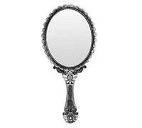 minkissy Vintage Handheld Mirror Makeup Mirror Oval Embossed Flower Vanity Mirror Antique Travel Personal Cosmetic Mirror for Women Ladies Miss Hand Mirror with Handle (Sliver)