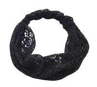 minkissy Vintage Headwrap Turban for Women Lace Headband Scarf Festival Headbands for Women Black Shawl