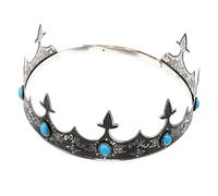 minkissy Vintage King Crown Headband for Men Metal Headdress with Blue Rhinestone Lightweight Decorative Party Prop for Cosplay Stage Performances and Formal Events