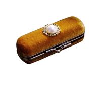 minkissy Vintage Lipstick Storage Case with Mirror Retro Lipstick Box Velvet Lip Balm Organizer Cosmetic Case Makeup Accessories (Chocolate) 10. 00x3. 50x2. 50cm