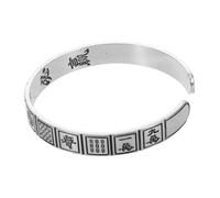 minkissy Vintage Mahjong-themed Bracelet Open Cuff Bangle with Wonders Design Symbolizing Fortune Retro Style Jewelry for Men and Women Graduation