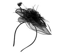 minkissy Vintage Mesh Veil Fascinator Headband with Flower Clip Elegant Small Hat Hair Accessory for Wedding Party Photography and Formal Occasions Black Retro Style