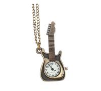 minkissy Vintage Pocket Watch with Chain Retro Guitar Design Antique Men’s Timepiece Necklace Steampunk Style Suitable for Daily Wear and Giving