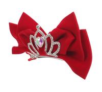minkissy Vintage Red Crown Hair Bow Clip with Rhinestone Decor Bow Hair Accessory for Lightweight and Comfortable Princess Hairpiece Showers and Birthdays