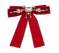 minkissy Vintage Rhinestone Bow Tie Brooch Pin Elegant Velvet Ribbon Neck Bow Pin for Women Statement Victorian Collar Accessory Satin Material for Evening Dresses and Special Occasions