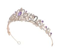minkissy Vintage Rhinestone Bridal Hairband with Secure Fit and Versatile Design, Elegant Lavender Alloy Crown Headpiece for Wedding, Birthday Party, and Prom Accessories