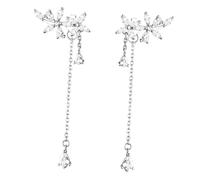minkissy Vintage Rhinestone Tassel Earrings for Women and Long Crystal Chain Dangle Jewelry with Hypoallergenic Elegant Flower Design Enhancing Facial Features and Neckline