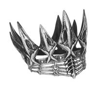 minkissy Vintage Silver Gothic Cosplay Crown for Party and Carnival Decorative Headpiece with Strong Structure for Halloween Prom and Stage Performances