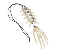 minkissy Vintage Skull Pendant Necklace Gothic Skeleton Hand Charm Lightweight Plastic Bone Necklace for Men Women Halloween Costume Accessory with Distressed Retro Finish