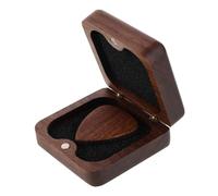 minkissy Walnut Guitar Pick Solid Wood Electric Acoustic Picks Wooden Thumb for Musicians Beginners and Collectors Mini Portable Wooden Case for Music Lovers and Banjo Players