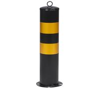 minkissy Warning Column Safety Isolation Post 50cm Black Yellow Steel Bollard with 114mm Diameter Thickened Pipe for Driveway Security and Garage Parking Stop