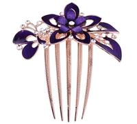 minkissy Wedding Flower Hair Comb Rhinestone Bridal Side Combs Delicate Headwear for Women Girls Wedding Party Accessory Purple