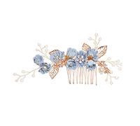 Minkissy Wedding Hair Comb Pearl Crystal Decor Clip Pin Rhinestone Flower Wedding Hair Accessories for Bride Bridesmaid Blue