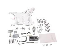minkissy White St Style Electric Guitar Kit Diy Full Accessories Pack with Bridge System for Beginners Musical Instrument Building