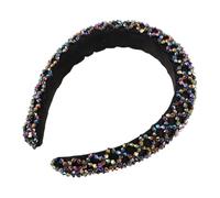 minkissy Wide Rhinestone Headband for Women Handmade Multicolored Beaded Hairband with Sparkling Rhinestones Comfortable Wide Fit Lightweight and Portable Hair Jewelry for Parties and Daily