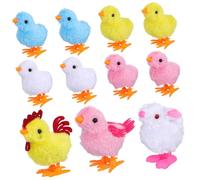minkissy Wind Up Plush Chick and Bunny for Fluffy Clockwork Jumping Animals Colors with Rooster and Hen Easter Party Favors Enhancing Motor Skills and Interactive Play