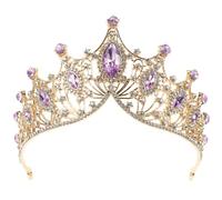 minkissy Women Bride Rhinestone Tiara Vintage Crystal Crown Bridal Headpiece for Weddings, Banquets, and Festival Parties Purple