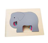 minkissy Wooden Animal Matching Puzzle for Boys Early Education Color Cognition Jigsaw with Smooth Edges Hand Eye Coordination Development Elephant Style