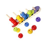 minkissy Wooden Caterpillar-shaped Building Blocks Colorful Montessori Stacking for Early Education Lightweight and Compact Practical Educational Gift