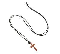 minkissy Wooden Cross Pendant Necklace for Couples Natural Wood Cross Decor for Car Rearview Mirror Versatile Spiritual Jewelry for Men and Women Symbol of Love and Commitment
