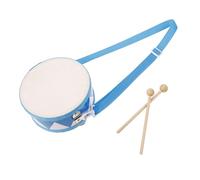 minkissy Wooden Double-sided Boys and Girls Drum Set Blue Toddler Snare Drum and Mallets, Baby Percussion Instrument for Preschool and School Music Play