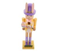 minkissy Wooden Easter Bunny Nutcracker Figurine for Spring Holiday Decor Charming Hand Painted Rabbit Statue Festive Animal Ornament for Home and Office Tabletop Celebration
