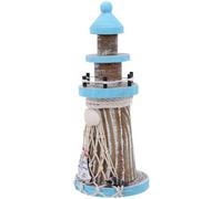 minkissy Wooden Lighthouse Figurine Mediterranean Style Decoration 19cm Wood Versatile Decorative Piece for Living Room and Ocean Party